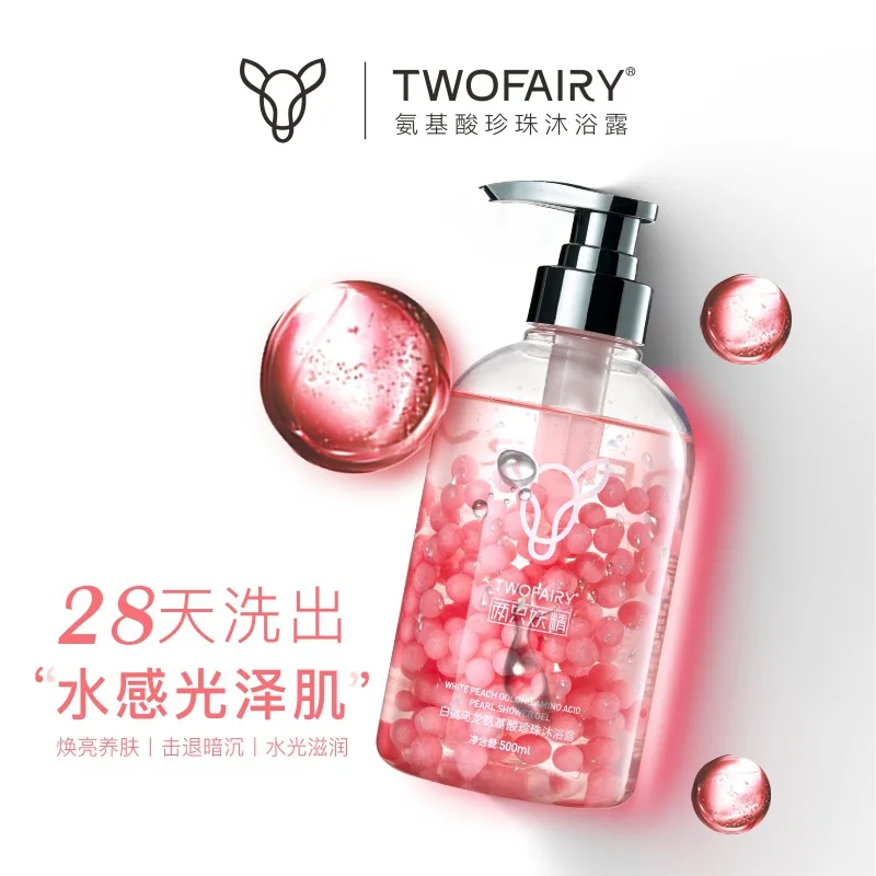 Two Fairy White Peach Oolong Rose Pearl Amino Acid Bath Gel with Long lasting Fragrance and Authentic Fruit Fragrance