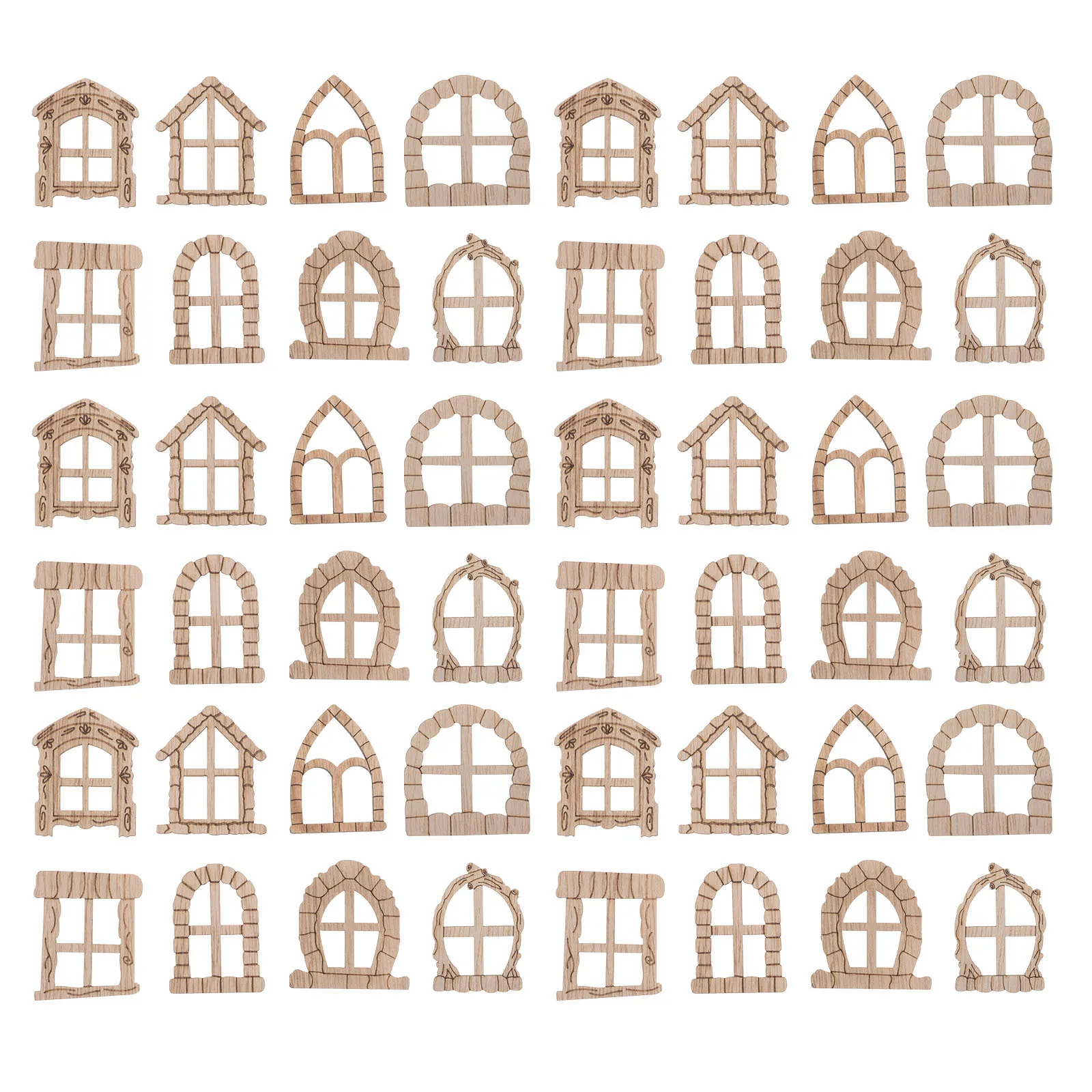 ชุดงานฝีมือ DIY บ้านนางฟ้าจิ๋ว 100 ชิ้น ประตูหน้าต่างไม้เปล่าไม่ทาสี สำหรับตกแต่งสวนและงานประดิษฐ์