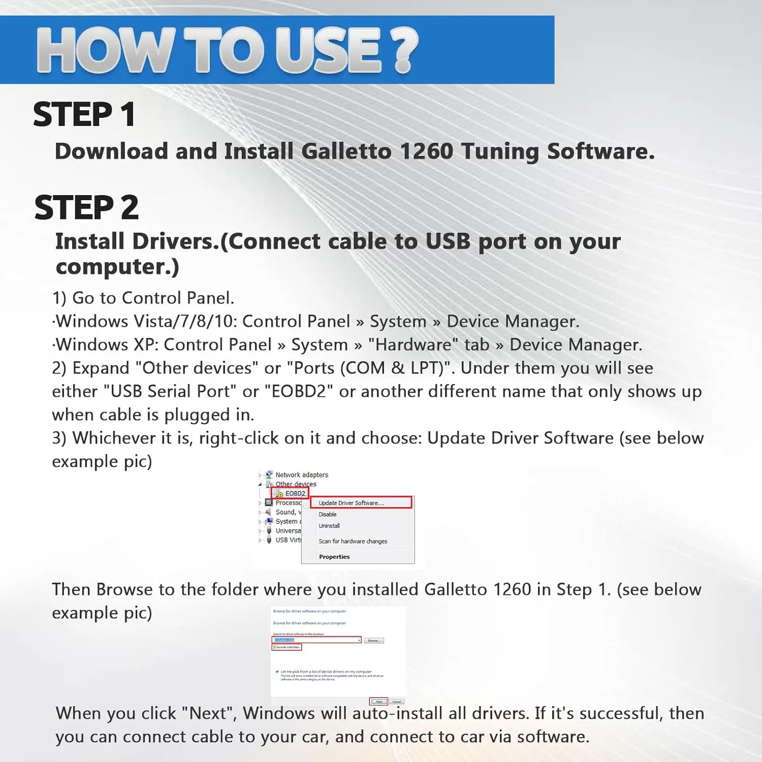 كابل VAG Galletto 1260 Obd2 لسيارات Audi TDi HDI JTD Petrol، أداة ضبط القراءة/الكتابة ومبرمج المتعري ECU #6