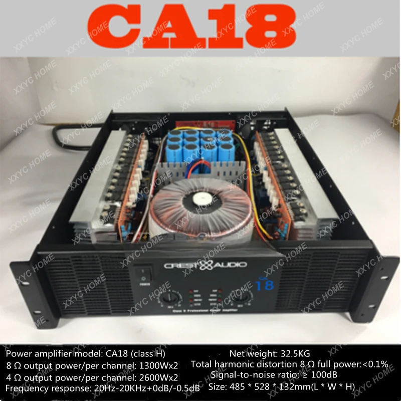 CA18 Professional Power Amplifier Pure Power Amplifier 2channels (3U) KTV/Stage/Home Entertainment KTV 8ohm 1300W*2/4ohm 2600W*2