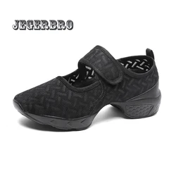 Zapatos de baile de suela suave para mujer, zapatillas deportivas transpirables informales de Jazz y Hip Hop, mocasines modernos negros de 3CM, 35-41