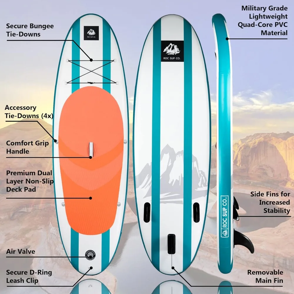 Tavole Stand Up Paddle gonfiabili con accessori per Paddle SUP Premium, Design ampio e stabile, piattaforma Comfort antiscivolo