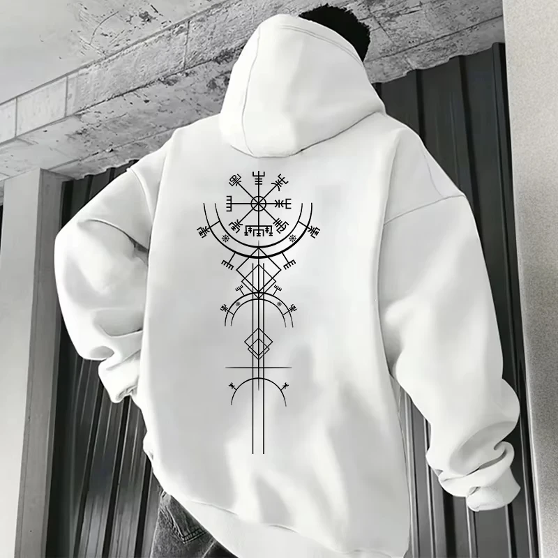

Vintage Viking Print Hoodies for Men High Quality Hooded Long Sleeve Pullover Fall Winter Daily Casual Sports Tops Men's Clothes