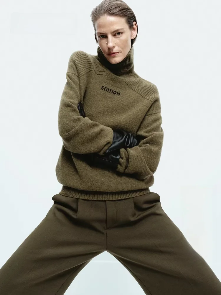 

Новая зимняя коллекция: Женский свитер из тибетской шерсти Cloud Wool с высоким воротом, прямого кроя, с длинными рукавами, теплый, термо.