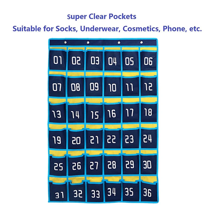 ABGI-3X 36 Numbered Pockets Chart Cell Phone Hanging Storage Bag Hanging Organizer For Classroom Mobile Phone Holders
