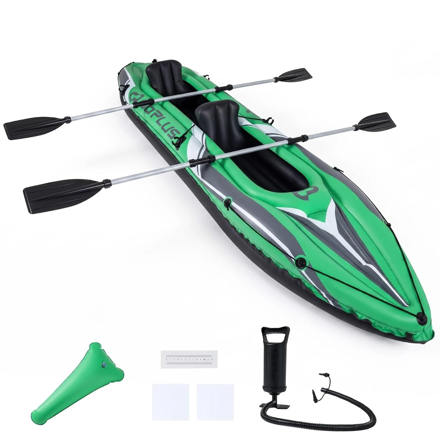 11.5ft Inflatable Tandem Touring Kayak for 2, Aluminum Paddles, Seats, Footrest & Hand Pump, Heavy Duty, Custom