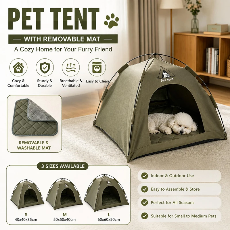 

Foldable Cat House Pet Tent Four Seasons Universal Cat and Dog Pet Nest Winter Warm Mat Outdoor Portable Foldable Breathable