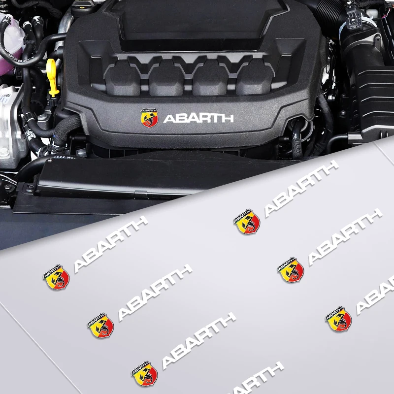 

10pcs Car Seat Headrest Sticker Auto logo Fuel Tank Sticker For Abarth Logo Cabrio Italia 124 Spider 595 500 695 Zerocento Punto