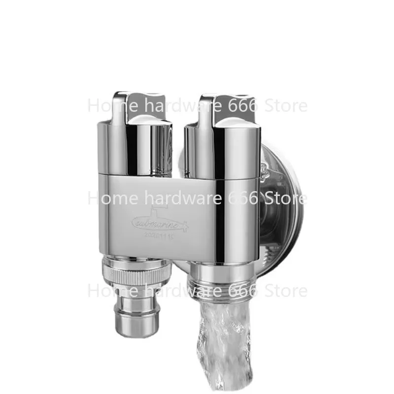 Submarine G1/2 Copper Three-way Filling Angle Valve Wall Mount Multifunctionwater Cleaning Sprayer Three-control Faucet Bathroom