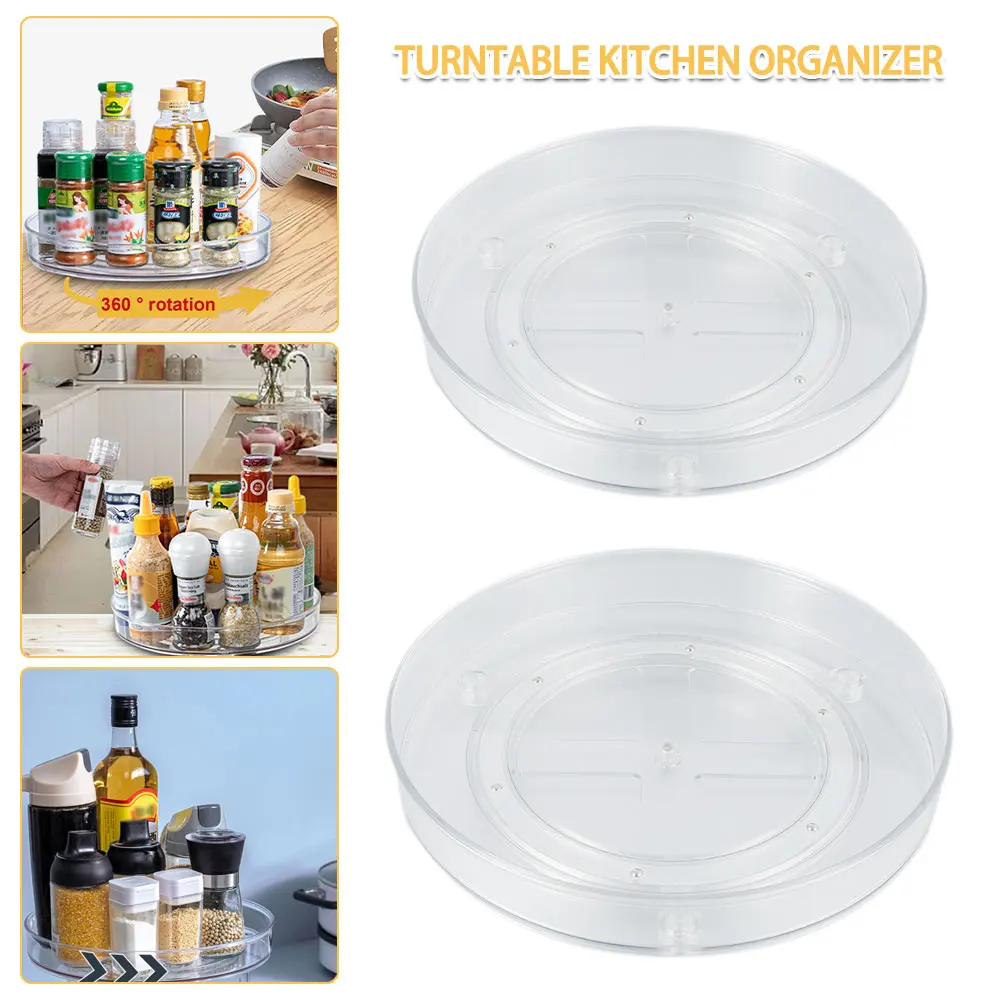 360° Rotating Storage Trays Stainless Steel Kitchen Spice Organizer Turntable Multifunction Bathroom Round Storage Carousel New