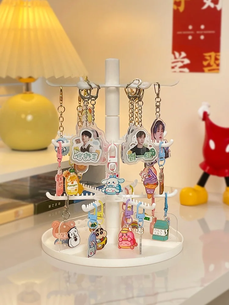 Keychain Storage Rack Peripheral Goo Card Stand Display Small Bracelet Rack Rotating Hook Multi-Layer Jewelry Display Rack