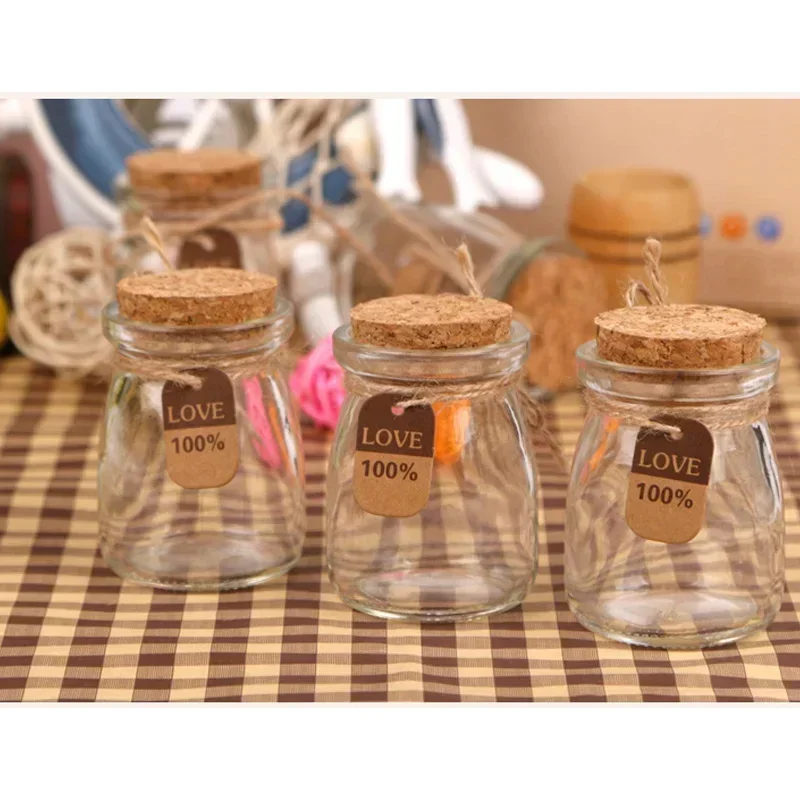 100ml Jam Jar Wish Glass Bottles Tiny Empty Clear Cork Glass Milk Bottles Vials for Wedding Holiday Decoration Barattoli Vetro