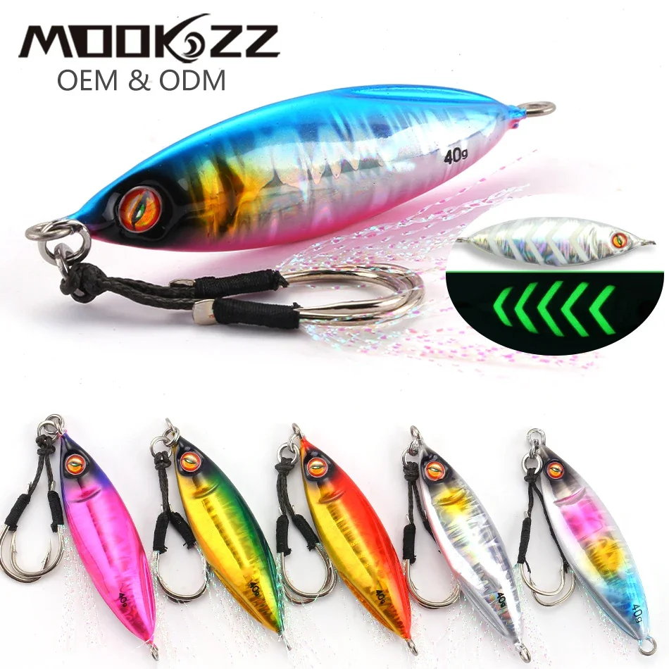 MOOKZZ SLOW Jinging 30g 40g 60g 80g Slow fall Jig lures Artificial Hard bait jingging lures for sea fishing Fishing tackle