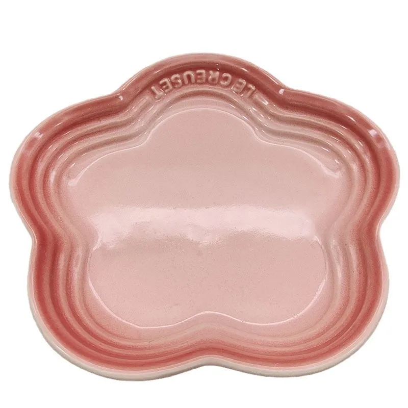 Household Ceramic Macaron Color Small Plum Blossom Disc Modeling Cute Mini Sauce Dish and Dessert Dish Modern Minimalism Style