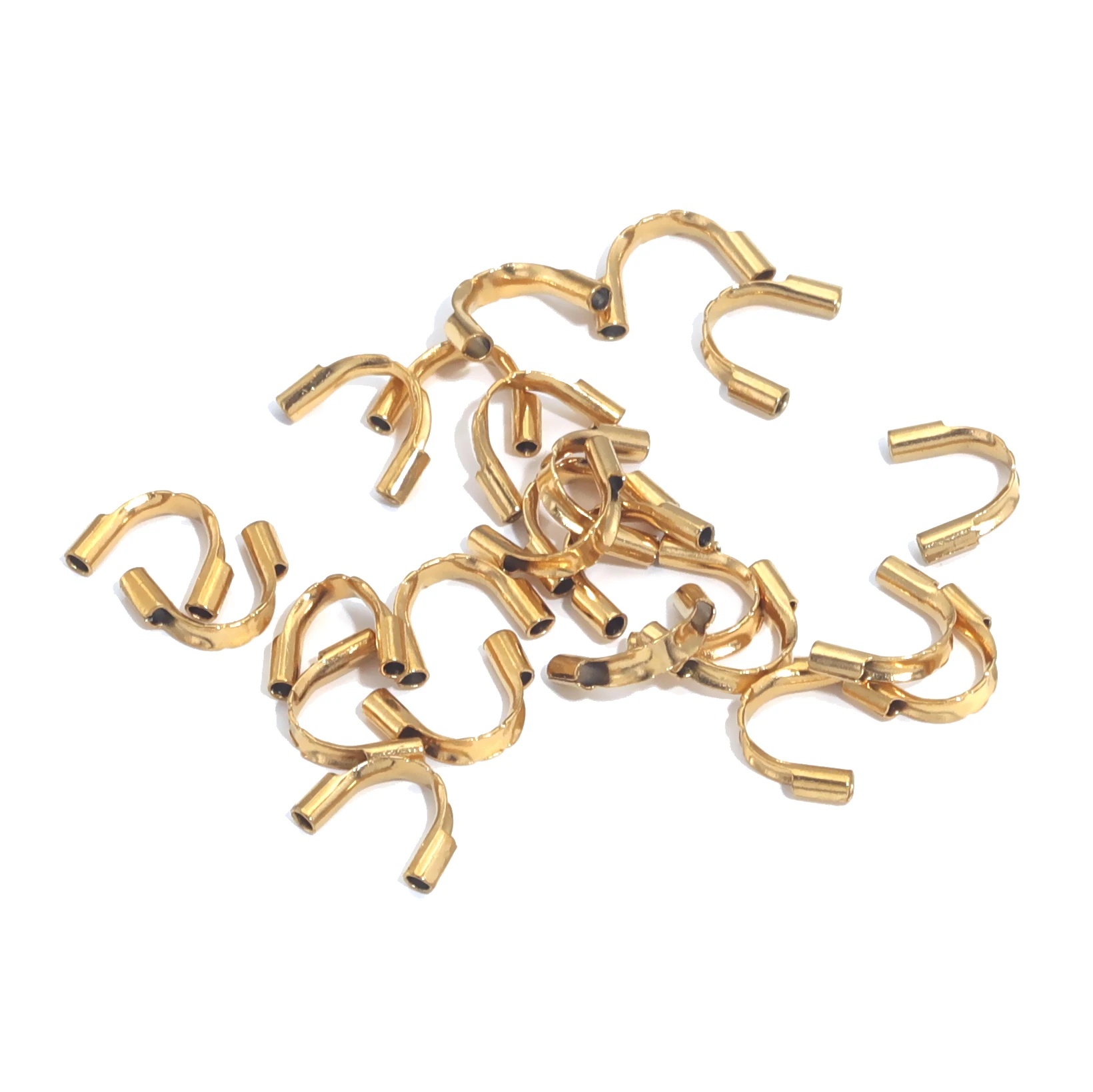 50pcs Stainless Steel 18K Gold Plated Wire Protectors Wire Guard Guardian Protectors Loops U Shape Clasps Connector Diy Jewelry