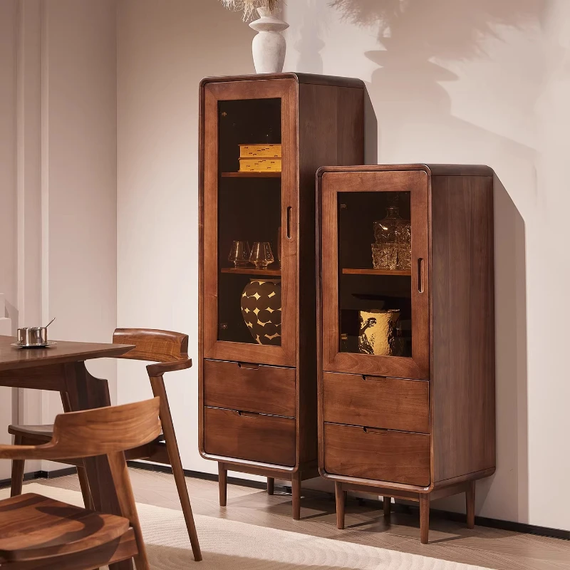 

Тумба-буфет из массива черного ореха, вертикальный шкаф, современный минималистичный дизайн для гостиной, для хранения и демонстрации