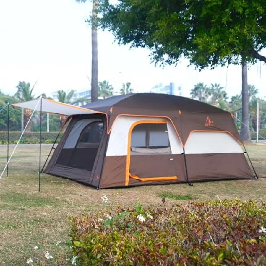 خيمة كبيرة جدًا 6101214 خيام كابينة عائلية لشخصين وغرفتين و3 نافذة مع جدار مستقيم شبكي مقاوم للماء مزدوج La