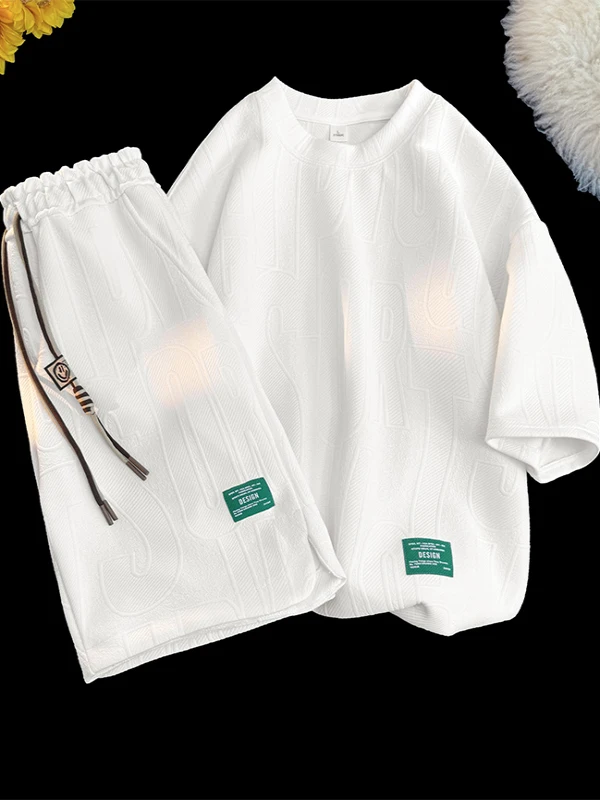 

Summer 2025 Men's ort Sve T-irt Set Casual Sports Five-Point Pants Two-Piece Set Korean Version Trendy Teenager