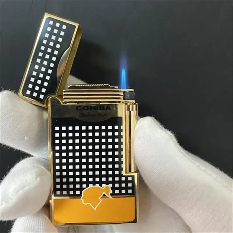 COHIBA Cigar Lighters Torch Jet Flame Refillable Butane Gas Flintstones Lighter with Cigar Punch Cigar Accessories Gift Box