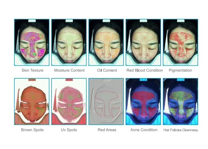 Professionelle 3D Haut Scanner Gesichts Analysator Maschine Tragbare Magie Spiegel Tester Für Hautpflege Diagnose Kamera