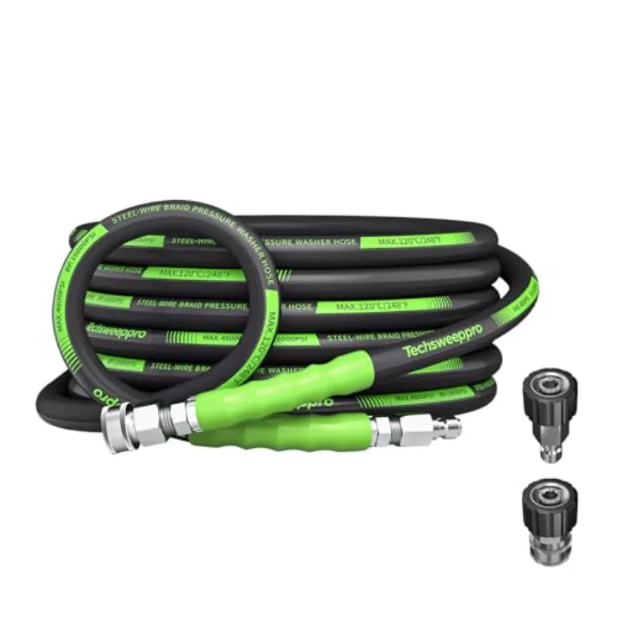 

Шланг для мойки высокого давления 4800 фунтов на кв. дюйм, 25 футов, с быстроразъемным соединением 3/8 дюйма для холодной/горячей воды, макс. 248°F ° Стальная проволока с оплеткой, устойчивая к перегибам