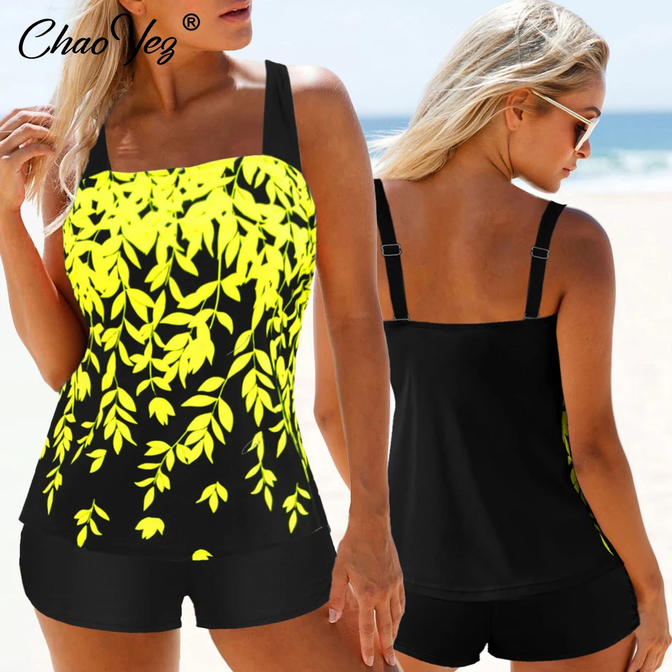 Conjunto de biquíni feminino estampado em 3D, maiô feminino de verão, maiô sexy, conjunto de duas peças maiô, solto tankini praia, novo, 2022