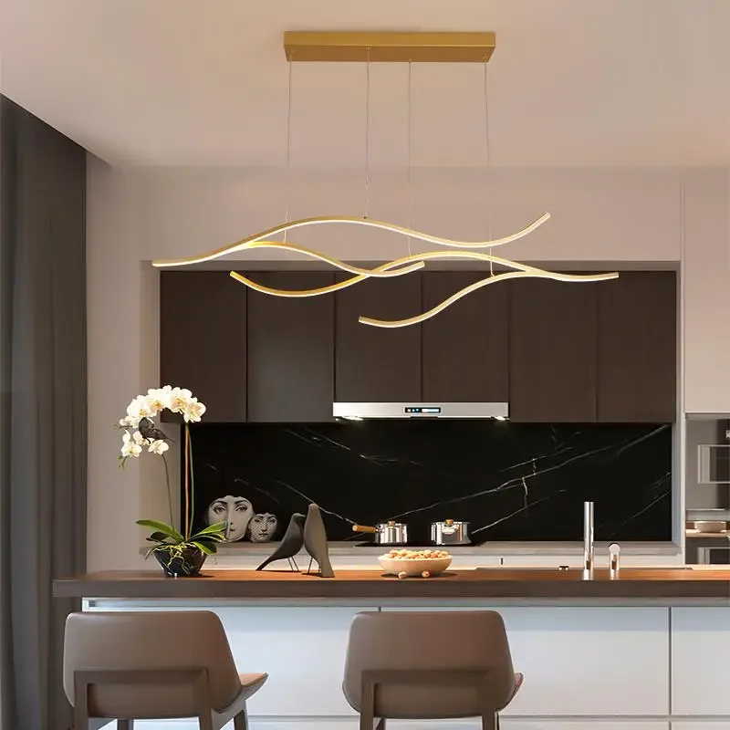 Imagem -04 - Modern Fork Led Chandelier For Dining Room Minimalista Gold Black Kitchen Lighting