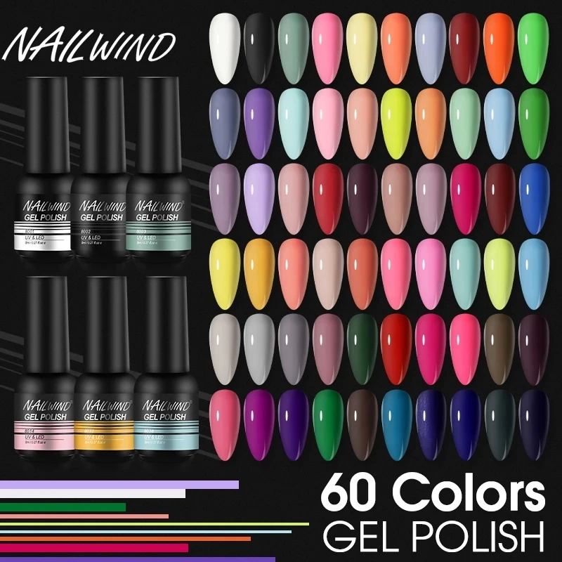 NAILWIND Bottiglia di plastica colorata Smalto per unghie gel Smalti gel semipermanenti Smalto ibrido UV/Led Base Top Coat Nail Art