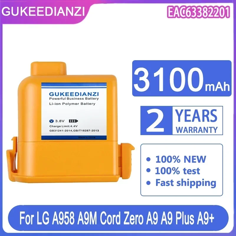 

3100mAh Battery for LG A958 A9M Cord Zero A9 Plus A9+ A9PETNBED2X A9PETNBED A9MULTI2X A9MULTI, Model EAC63382201