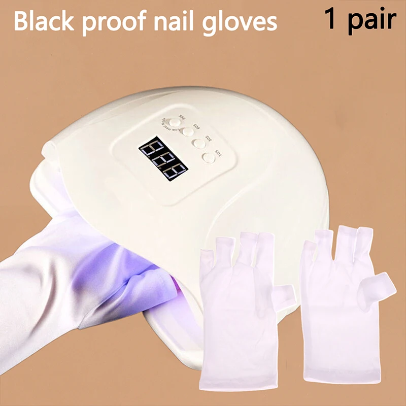 1 Paar Anti UV Stralingsbescherming Handschoenen Protector Nail Art Handschoen UV Bescherming Handschoen Voor Nail Art Gel UV LED Lamp Tool