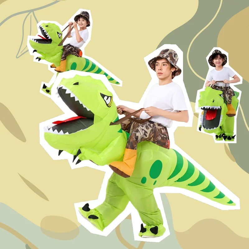 EE01 面白い大人子供インフレータブル乗馬グリーン恐竜コスプレ仮装ハロウィンホリデーテーマパーティーコスチューム & 0Ww