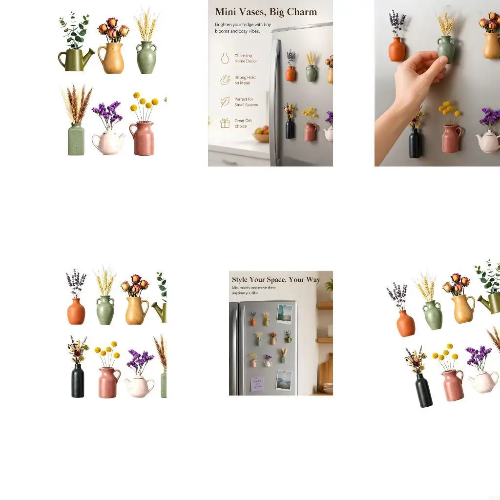 8PCS/Pack Creative Mini Pot Refrigerator Magnets Including modifiable Fabric herbage 37JD