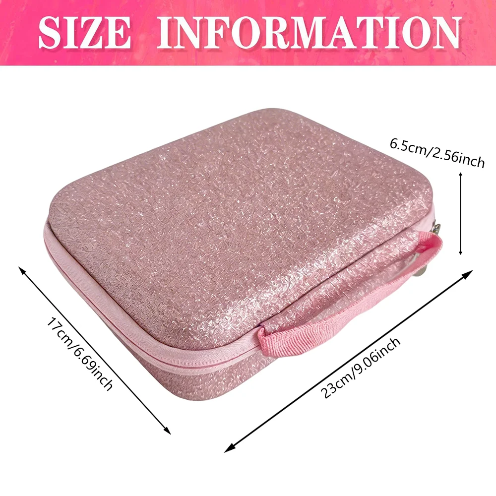 Pink Sparkle Diamond Painting Kit Organizer Case - 30 Slots Storage with Pens Wax Tweezers Trays DIY Accessories in Suitcase