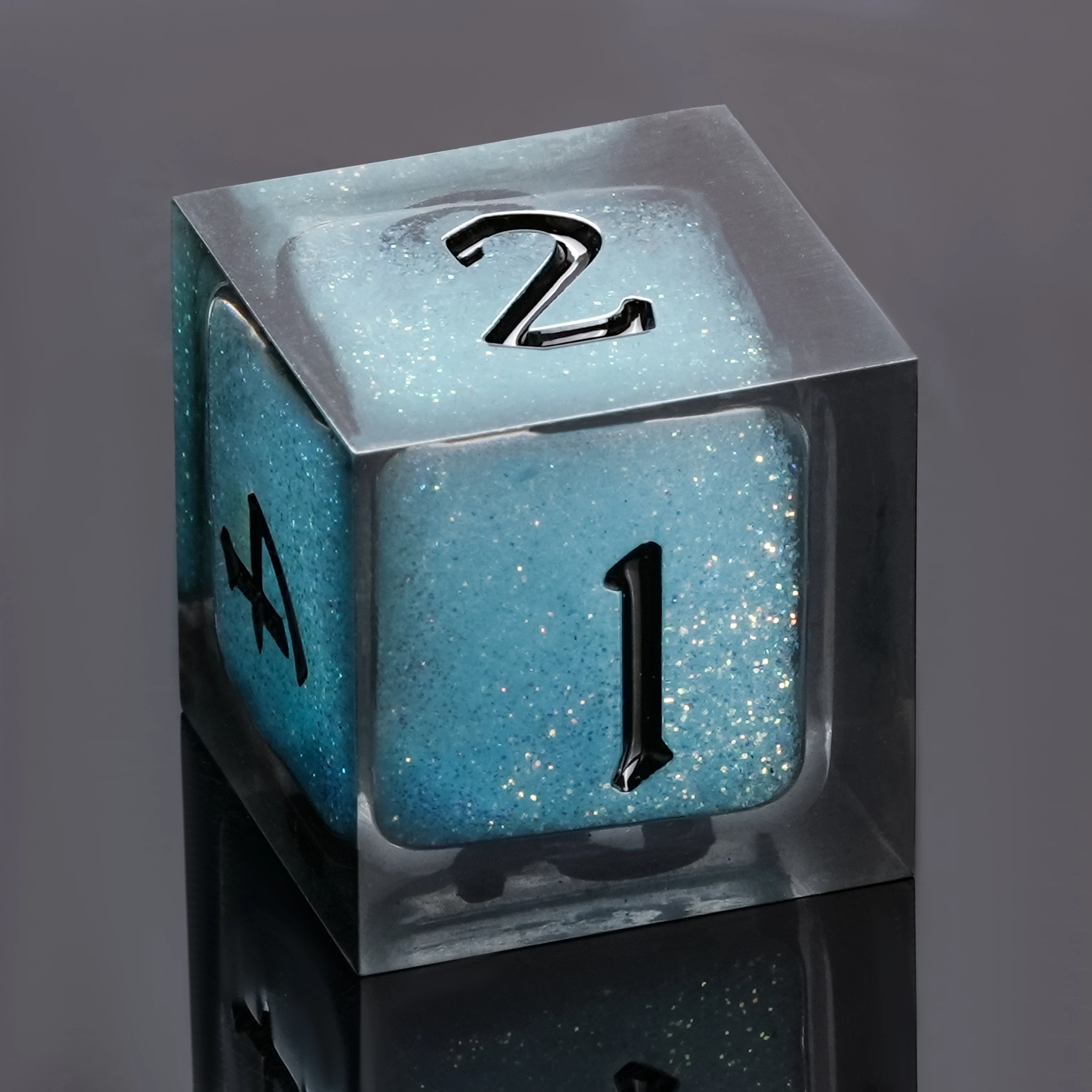 1-7Pcs DND Dice Set Liquid Core Dice Resin Dice Multi-sided Polyhedral Blue Dice for D&D Game COC Role Playing RPG Table