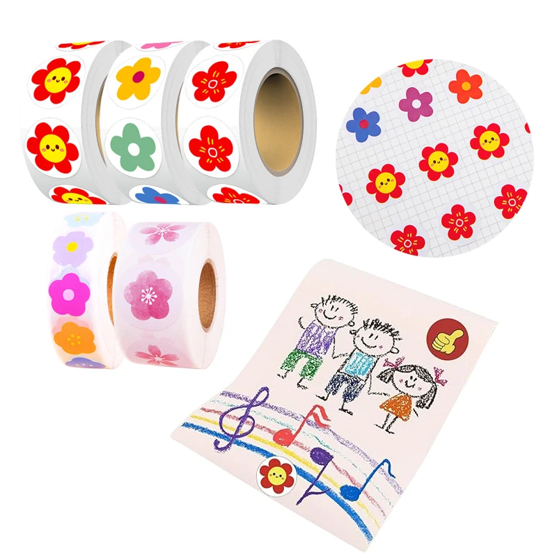 

500 шт., наклейка с цветами для детей, декоративные наклейки для скрапбукинга, подарочные уплотнения, наклейки для учителей, классные принадлежности
