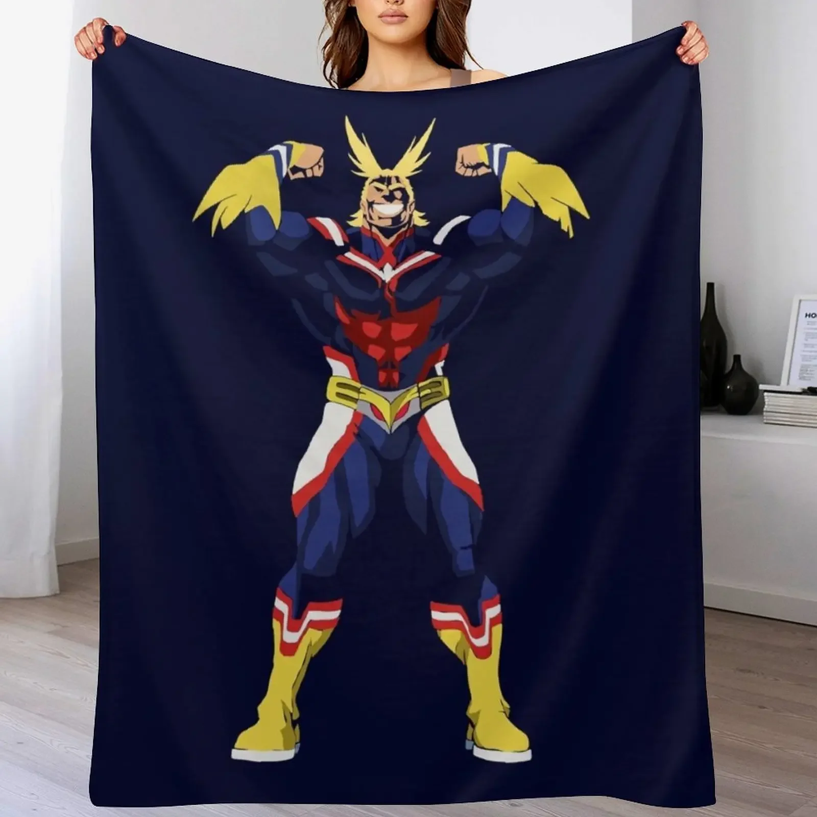 All Might outline Throw Blanket Soft Plaid anime Giant Sofa For Baby Blankets