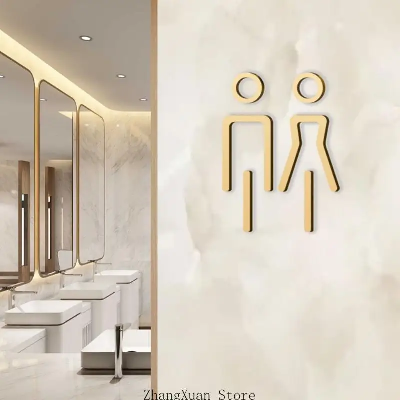 Toilet Door Sign Set Acrylic Male Female Restroom Markers Easy Identification 3XUF