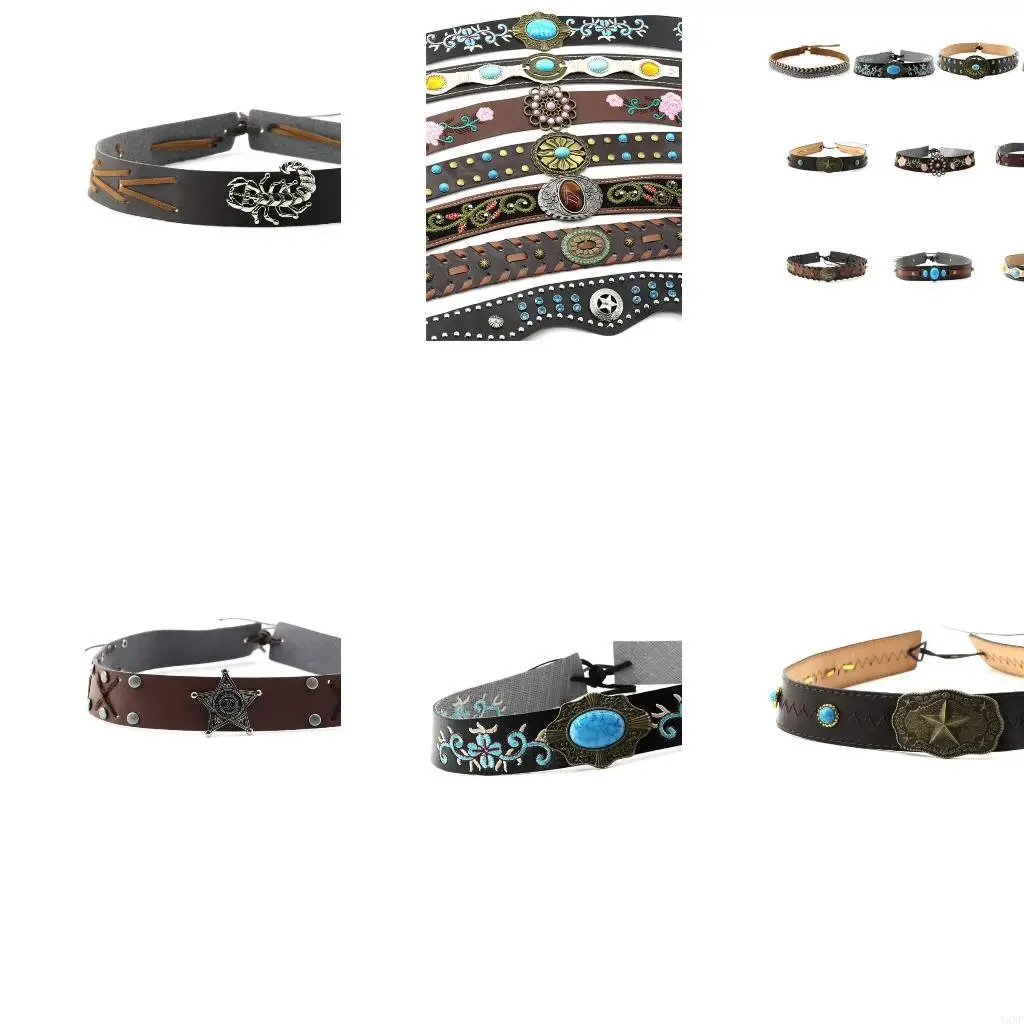 

Y3NE Retro Hat Band for Women Men Cowboy Hat Band Leather Hat Belt Band Gifts