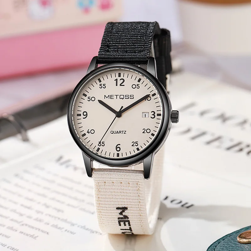 Hot Sale Student Exam Watch Men Women Universal Couple Watches Fashion Versatile Retro Sports Canvas Strap Quartz Wristwatch