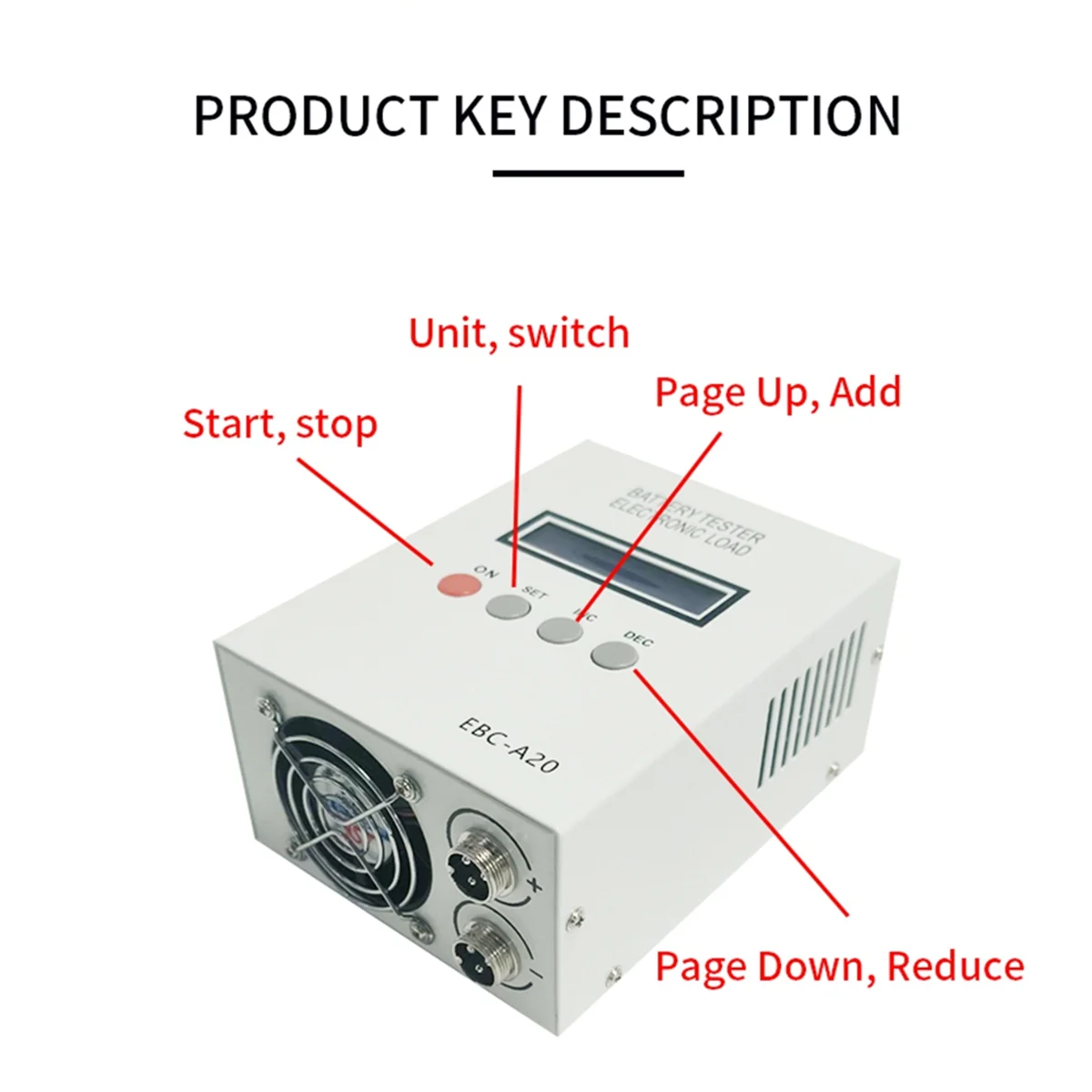 EBC-A20 Battery Tester 30V 20A 85W Lithium Lead-Acid Batteries Capacity Test 5A Charge 20A Discharge EU Plug