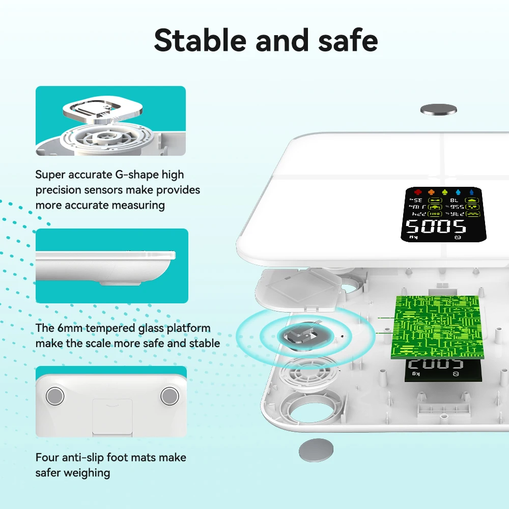 Fitdenci- Balance Numérique Intelligente de Composition Corporelle, Accessoire de Pesée de Graisse Corporelle