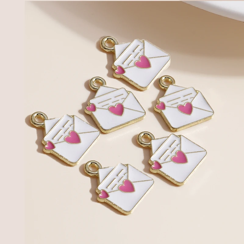 10 sztuk 11*15mm emalia list miłosny Charms do tworzenia biżuterii śliczne dziewczyny Charms wisiorki naszyjniki kolczyki akcesoria do rękodzieła