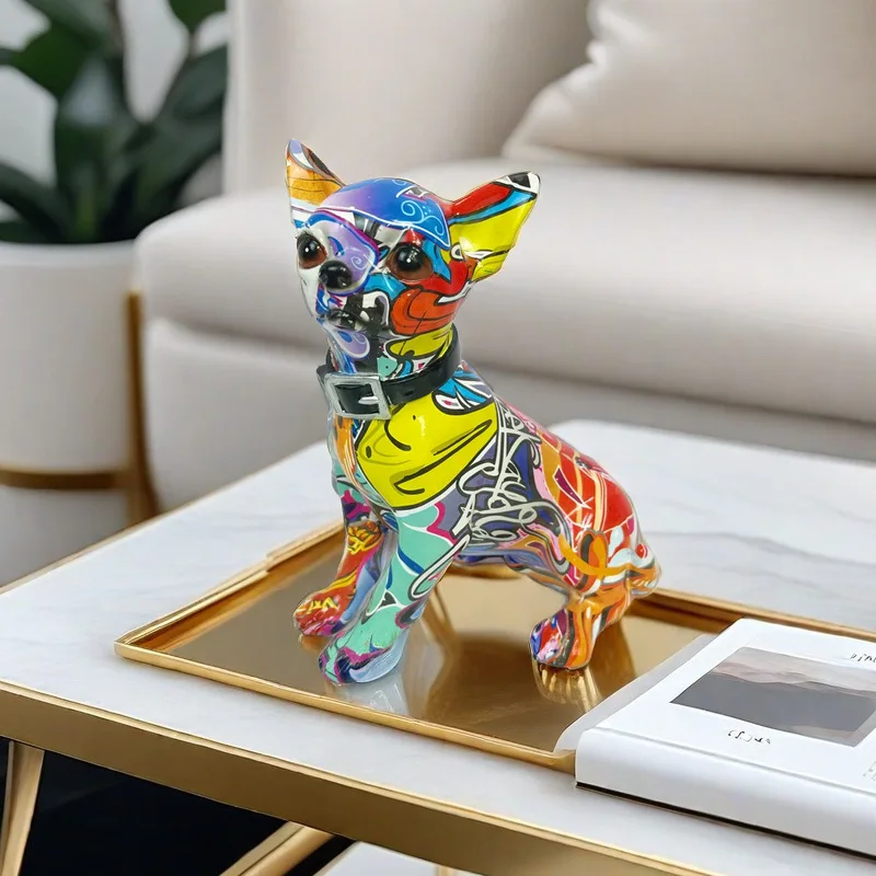 

Dazzling Colour Bulldog Chihuahua Living Room Entryway Wine Cooler Home Decorative Ornament