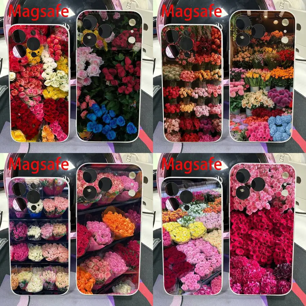 

Colorful Flower Bloom Phone Case For iPhone 14,16,15,11,13,17,12,Air,Mini,Plus,E,Pro,Max Magnetic Magsafe Frosted Cover