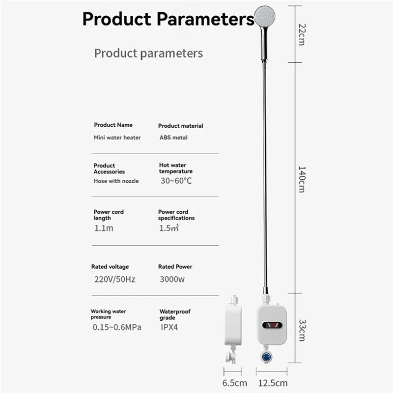 

Электрические душевые лейки [33A Tvdae] с термостатом, регулируемой температурой, водонепроницаемые, для мгновенного нагрева воды в ванной комнате