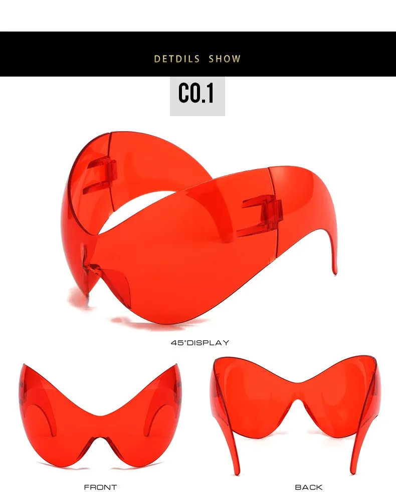 Übergroße y2k Punk Sport Sonnenbrille Frauen Männer Luxusmarke Steampunk einteilige Sonnenbrille für Dame wind dichte Brille uv400 – Detail 7