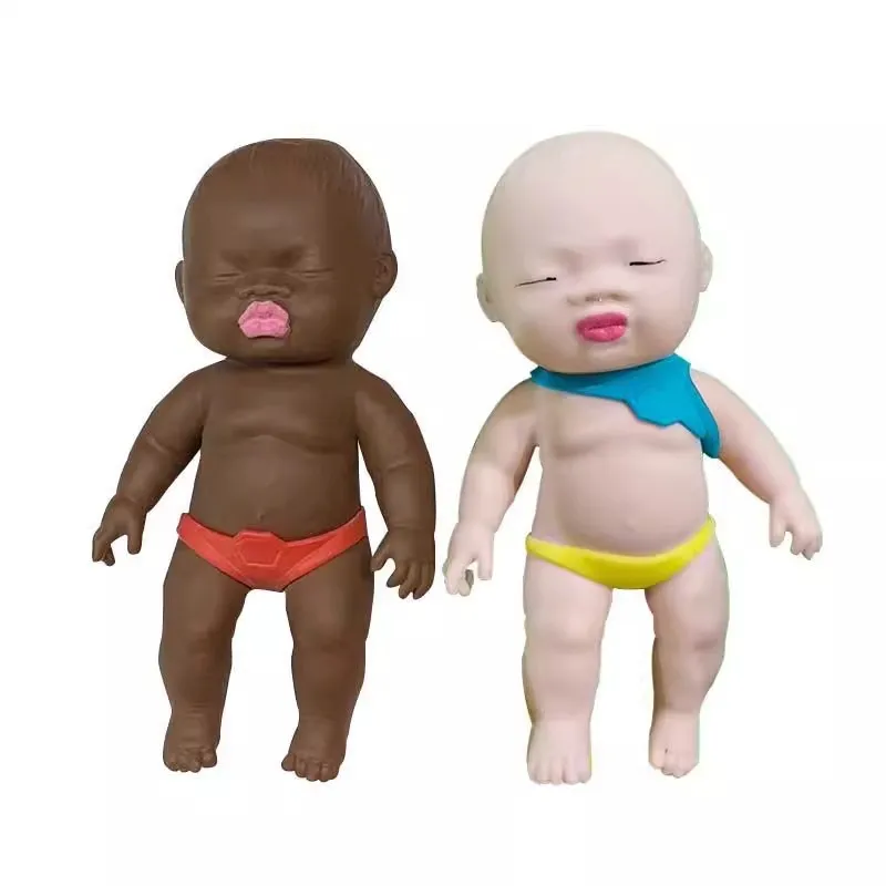 Palm Toy Natasha Kleine Schwarze Puppe Entspannungsspielzeug Gummi-Schwarze Puppe Knetspielzeug mit Musik Langsam Rückfedernd Druckentlastend Kleines Geschenk – Detail 7