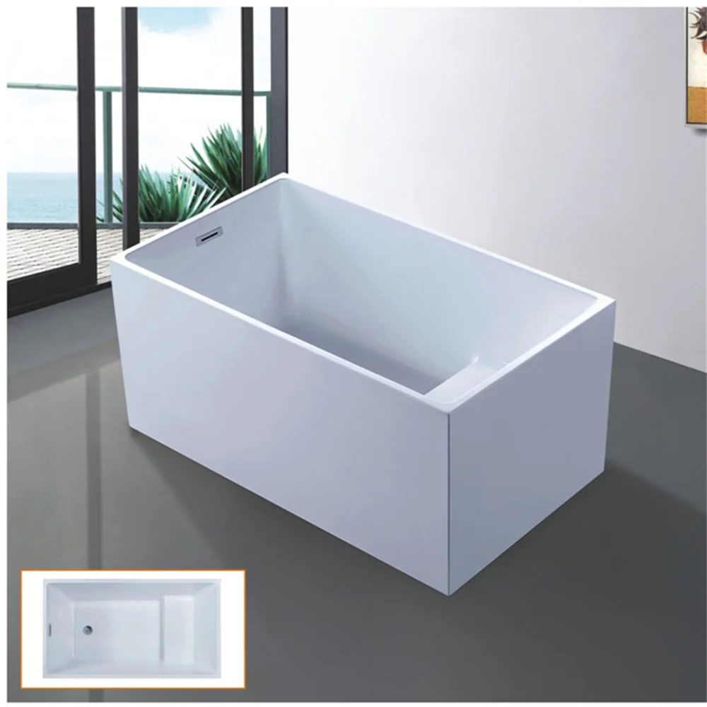 Picture 7: Rectangular Whirlpool Modern Acrylic Bath Tub Freestanding Design Bathtub Massage Tub with Pillows