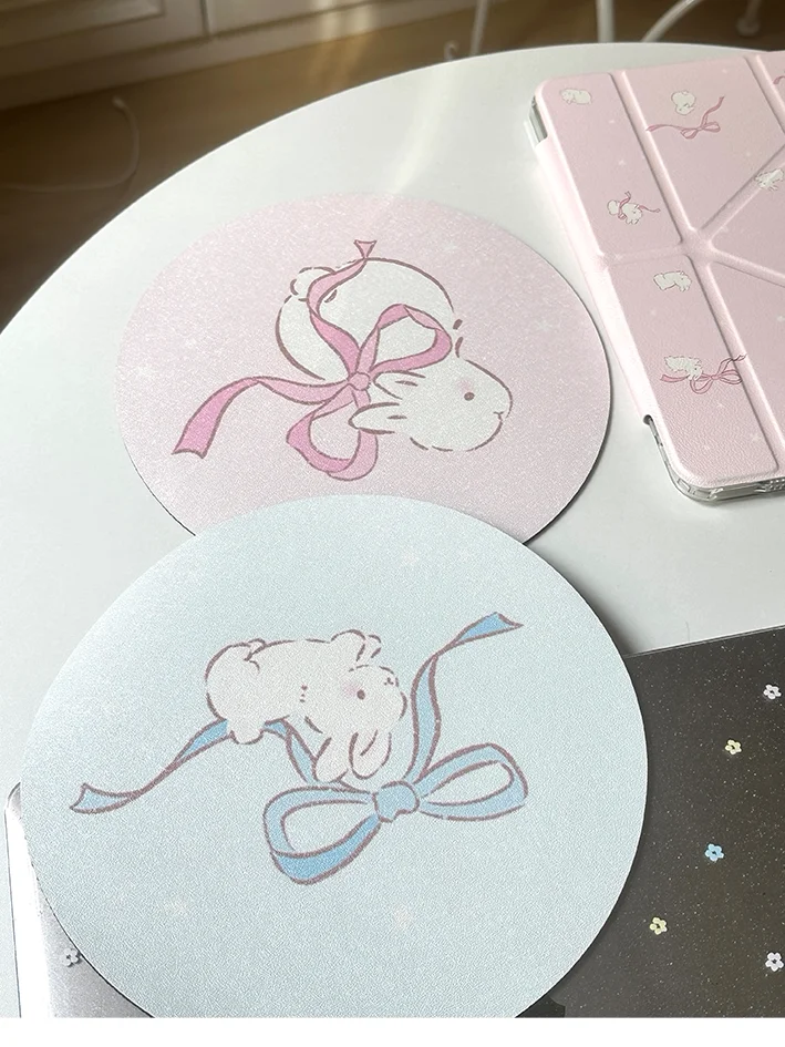 Original Pink Blue Bow Star Rabbit Ins Cute Kawaii Design Rubber Portable Mouse Pads Waterproof Anti Slip Office Study Dorm Mat
