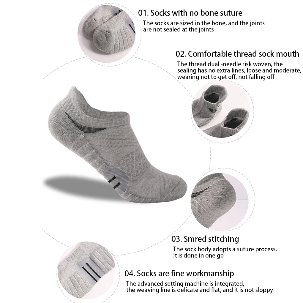 6 Pairs Women Sports Short Socks Breathable Nonslip Cotton Foot Protector Sock Jogging Shoes Accessory Comfortable